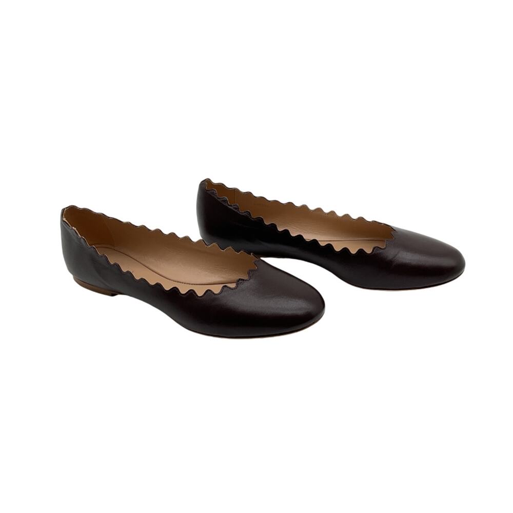 Chloe Scalloped Brown Lauren Ballet Flats Size IT 39.5/US US 9